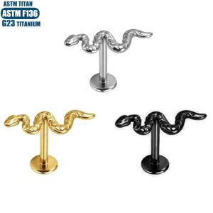 F136 Titanium Alloy Serpentine Lip Ring Labret Stud Inner Thread Tragus Earring Cartilage Hoop Nose Ring