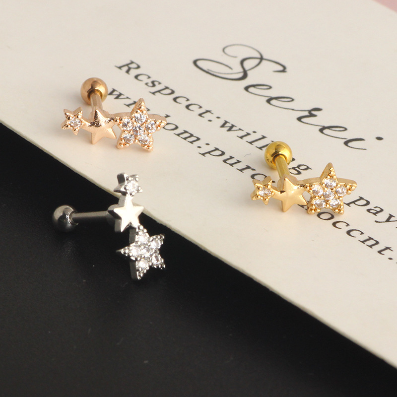 Shining Stars Zircon Earrings Korean Fashion Diamond Ear Cuff for Helix Tragus Cartilage Piercing - Image 2