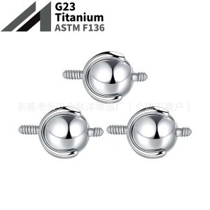 F136 Titanium Alloy Two-Way Movable Transfer Ball Ear Bone Nail Structure Ball Ear Bridge Double-Ended Connection Piercing Jewelry