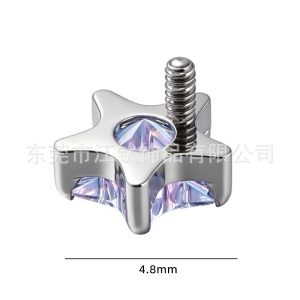 G23 Titanium Alloy Five-Pointed Star Zircon Ear Stud - ASTM F136 Body Piercing Cartilage Earring for Men Women
