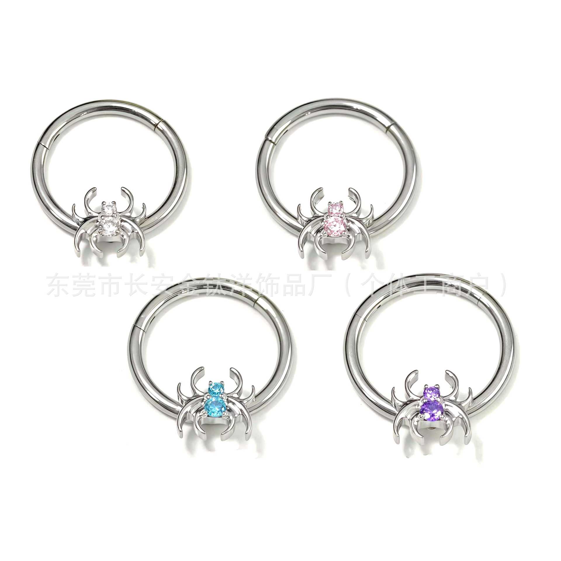 F136 Titanium Spider Zircon Seamless Open Ring Nose Septum Ring Earrings G23 Titanium Alloy Piercing Jewelry - Image 5