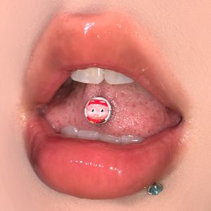 Funny Abstract Tongue Barbell Little Emperor GG Explosion Titanium Steel Plastic Drink Wear Ugly Cute Tongue Piercing Jewelry