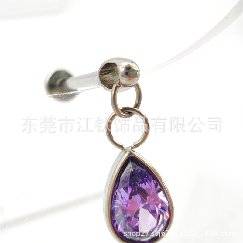 G23 Titanium Water Drop Pendant Ear Bone Nail - 1.2mm x 8mm Cartilage Stud - Image 4