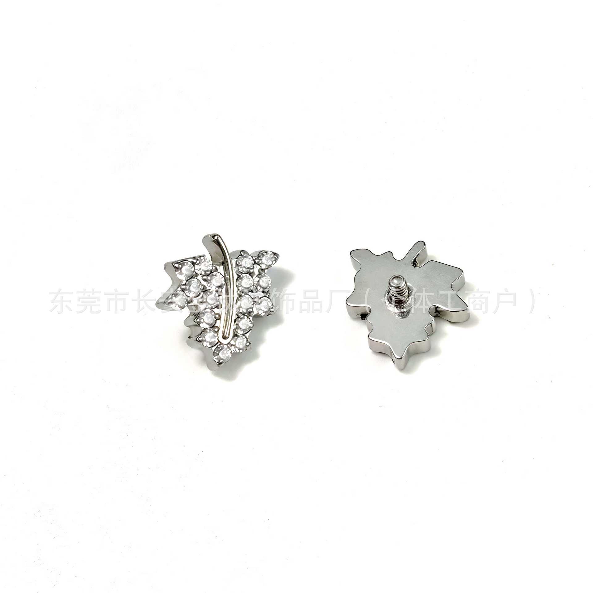 F136 Titanium Leaf Inlaid 5A Zircon Earrings Lip Nails Nose Nails Ear Bone Nails G23 Titanium Alloy Body Piercing Jewelry - Image 2