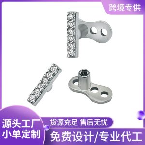 Cross Border 316L Surgical Steel Rhinestone Body Piercing Jewelry Dermal Anchor Nail