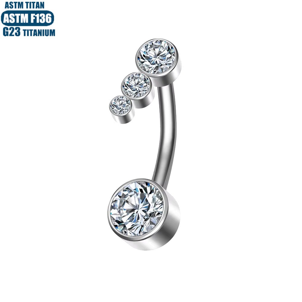 14G Titanium Belly Button Ring Internally Threaded Navel Piercing Jewelry Silver F136 - Image 3