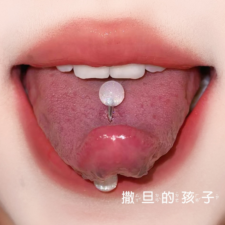 Satan's Child Light Face miu Tongue Nail Acrylic Tongue Ring Comfortable Spice Girls Flash Tongue Barbell Piercing - Image 2