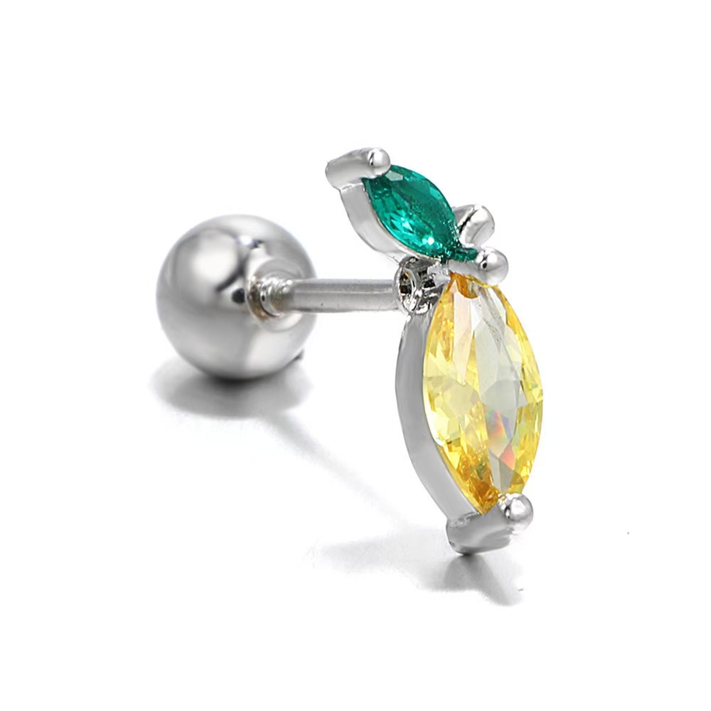 Copper Gold-Plated Ear Bone Nails Fruit Grape Pineapple Watermelon Summer Earrings Piercing Jewelry - Image 2