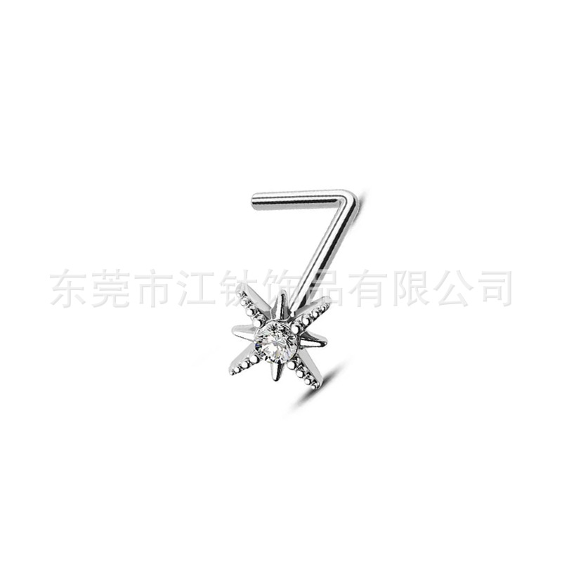 G23 Titanium Alloy Sunflower Nose Stud - ASTM F136 Nose Piercing Jewelry with Zircon, Available for Custom Orders with Drawings & Samples - Image 5