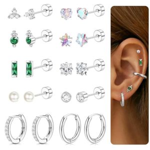 Best Selling 20Pcs CZ Star Earrings Set for Women Stainless Steel Stacking Earrings Simple Versatile