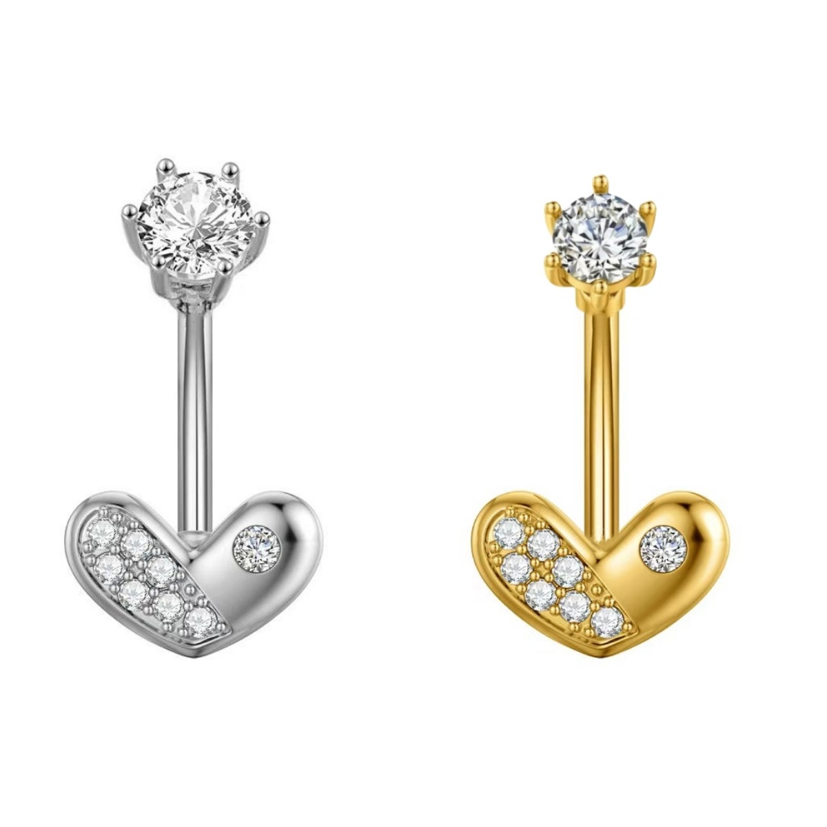 Love Butterfly Gold Heart Navel Ring Stainless Steel Zircon Belly Button Piercing Jewelry - Image 4