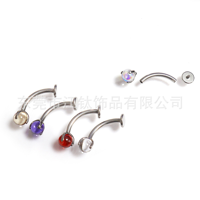G23 Titanium Suspended Navel Ring Flat Claw Inlaid Zircon Ball Body Piercing Jewelry Belly Button Ring - Image 3