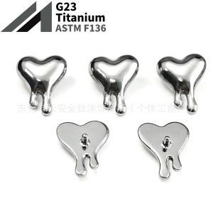 F136 Titanium Inner Thread Heart Flush Earrings Cochlear Nails G23 Titanium Alloy Body Piercing Ear Bone Studs