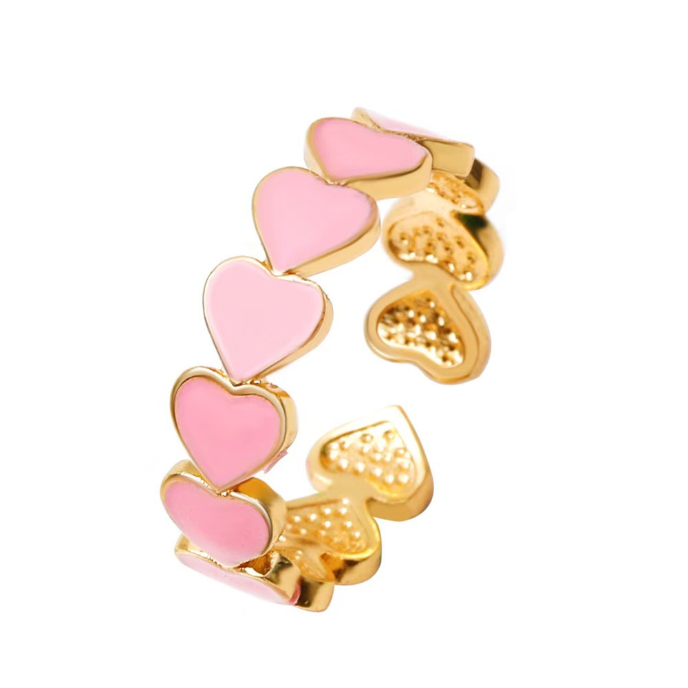 Smiley Face Cute Gold Plated Copper Heart Ring Women Fashionable Simple Finger Jewelry - Image 3