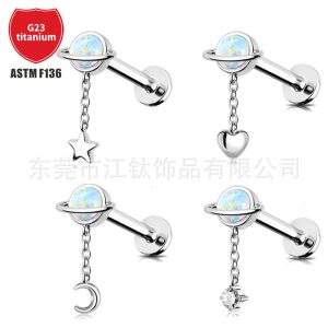 G23 Titanium Opal Nose Nail Earring - ASTM F136 Titanium Alloy Body Piercing Jewelry Nose Ring Custom