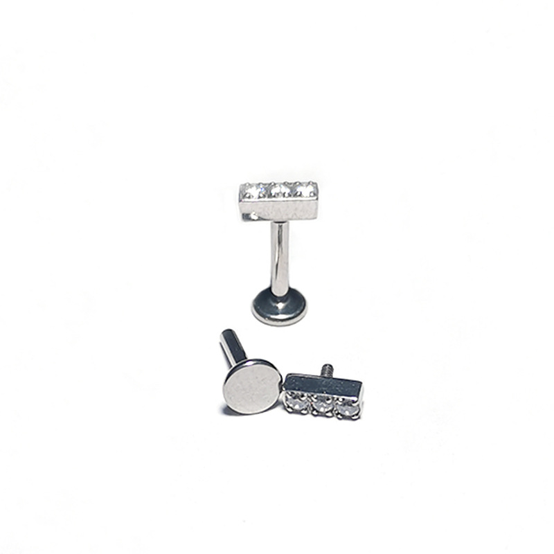 G23 Titanium Diamond Lip Labret Stud Internal Thread 1.2mm (16G) 5-12mm Flat Bottom Rod Piercing Jewelry F136 - Image 5