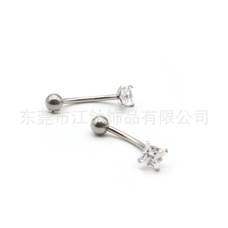 F136 Titanium Eyebrow Ring Square Inner Tooth Curved Barbell 5A Zircon G23 Titanium Alloy Body Piercing Jewelry Eyebrow Bone Nail - Image 4