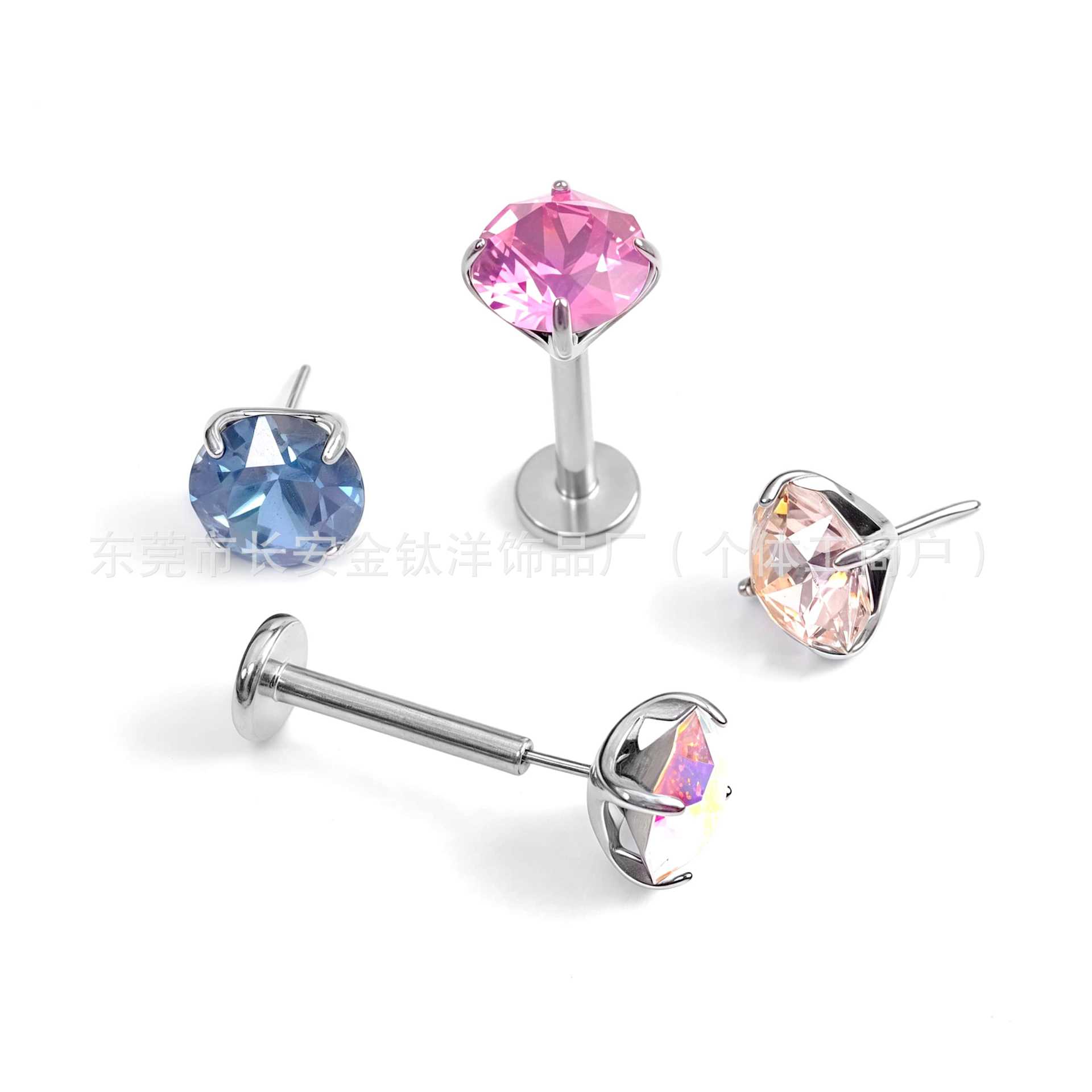 F136 Titanium Flash Claw Inlaid Swarovski Pin Earrings Ear Bone Nails G23 Titanium Alloy Body Piercing Jewelry - Image 2