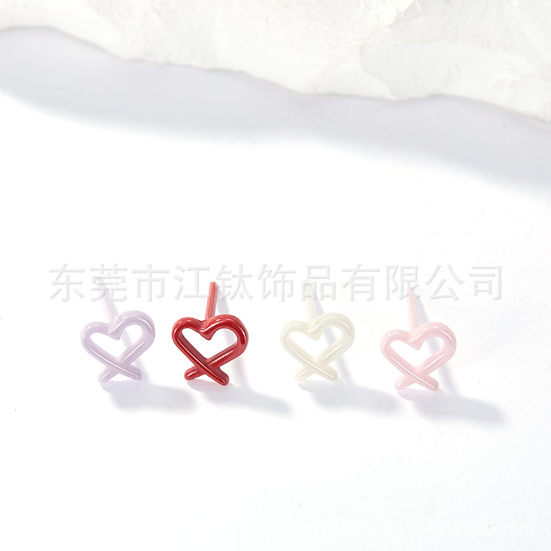 G23 Titanium Ear Cartilage Stud with Bioceramic Love Star Design - ASTM F136 Pink Heart Earring - Image 2