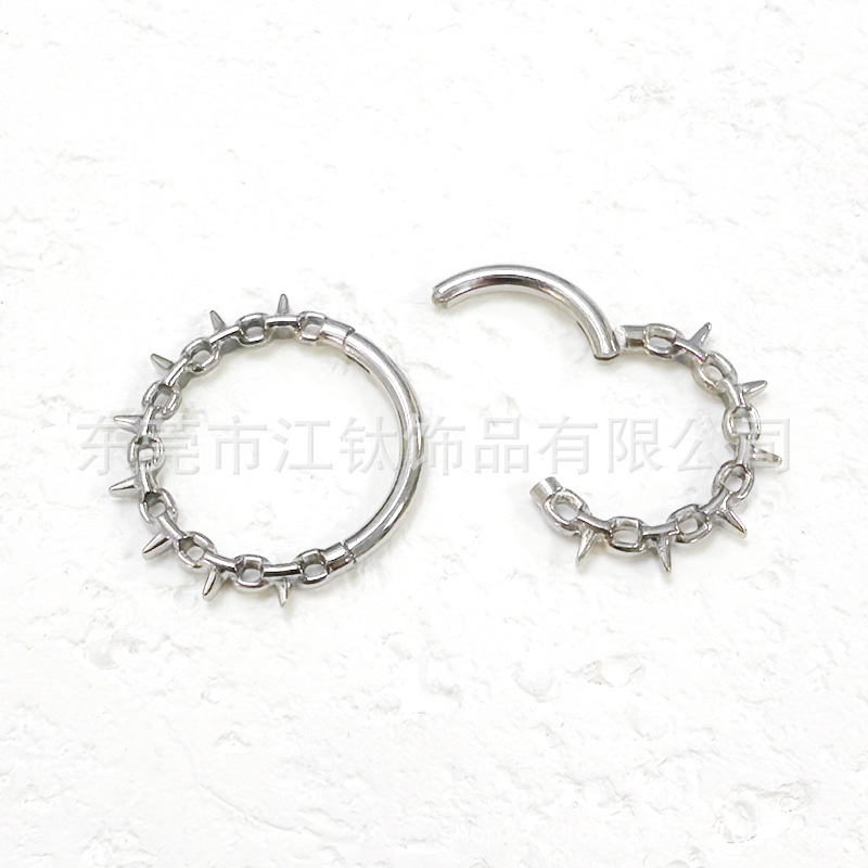 G23 Titanium Hinge Nose Ring Thorn Nose Decoration ASTM F136 Body Piercing Jewelry Nose Stud Gold 1.2x10mm - Image 4