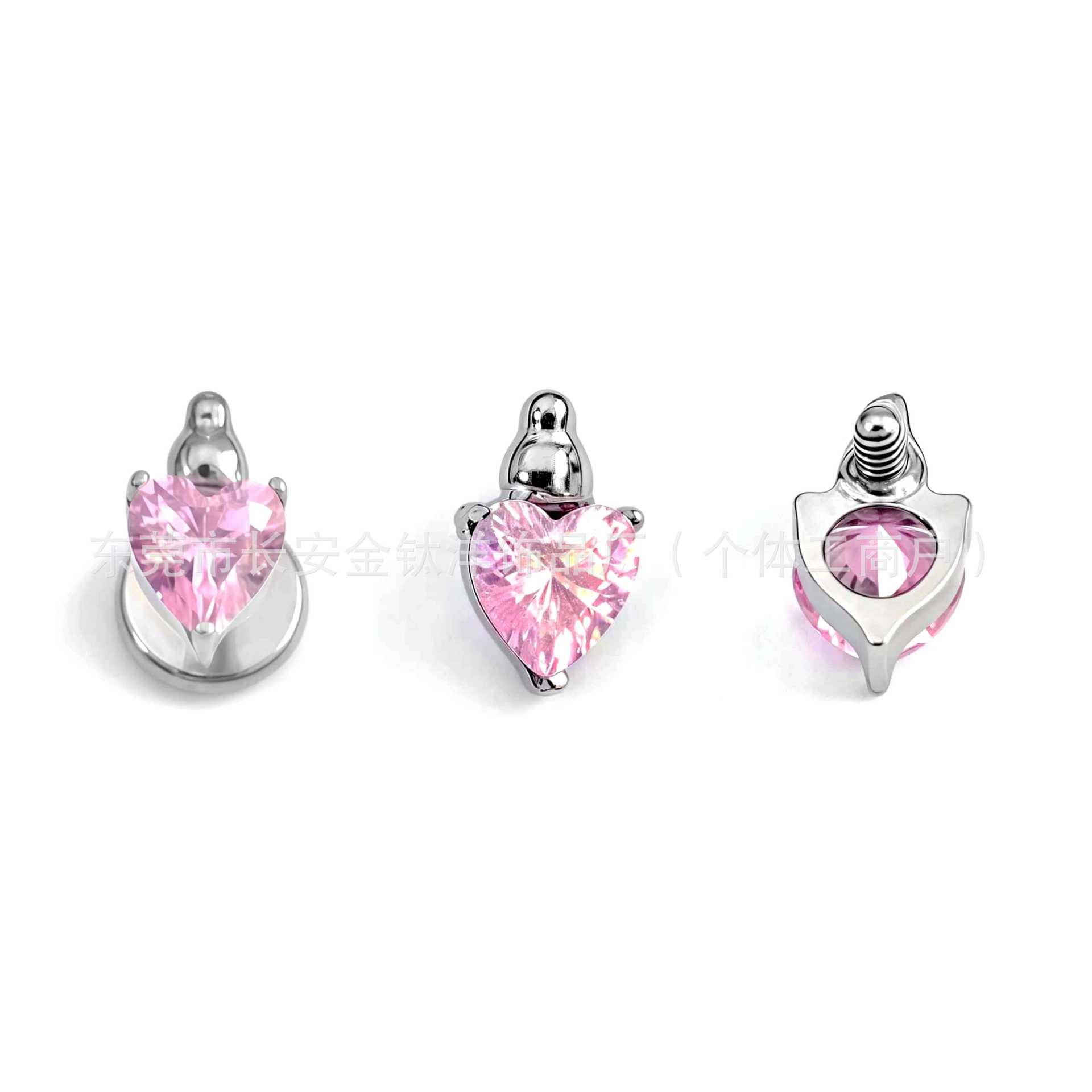 F136 Titanium Internal Thread Heart-Shaped Stud Earrings Lip Studs Nose Studs G23 Titanium Alloy Body Piercing Jewelry Ear Cartilage Studs - Image 3