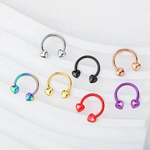 Heart-Shaped Nose Ring Spiral Earrings Stainless Steel 316L Surgical Steel Body Piercing Jewelry for Men Women