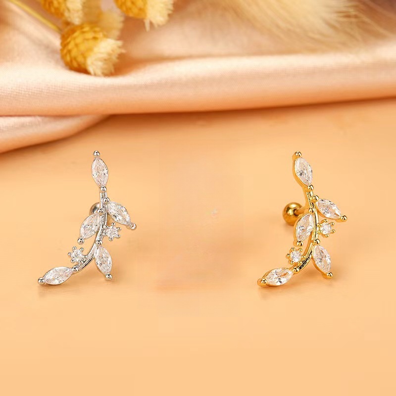 New Diamond Cross Ear Bone Nail Stainless Steel Rod Ear Nail Retro Temperament Earrings - Image 2