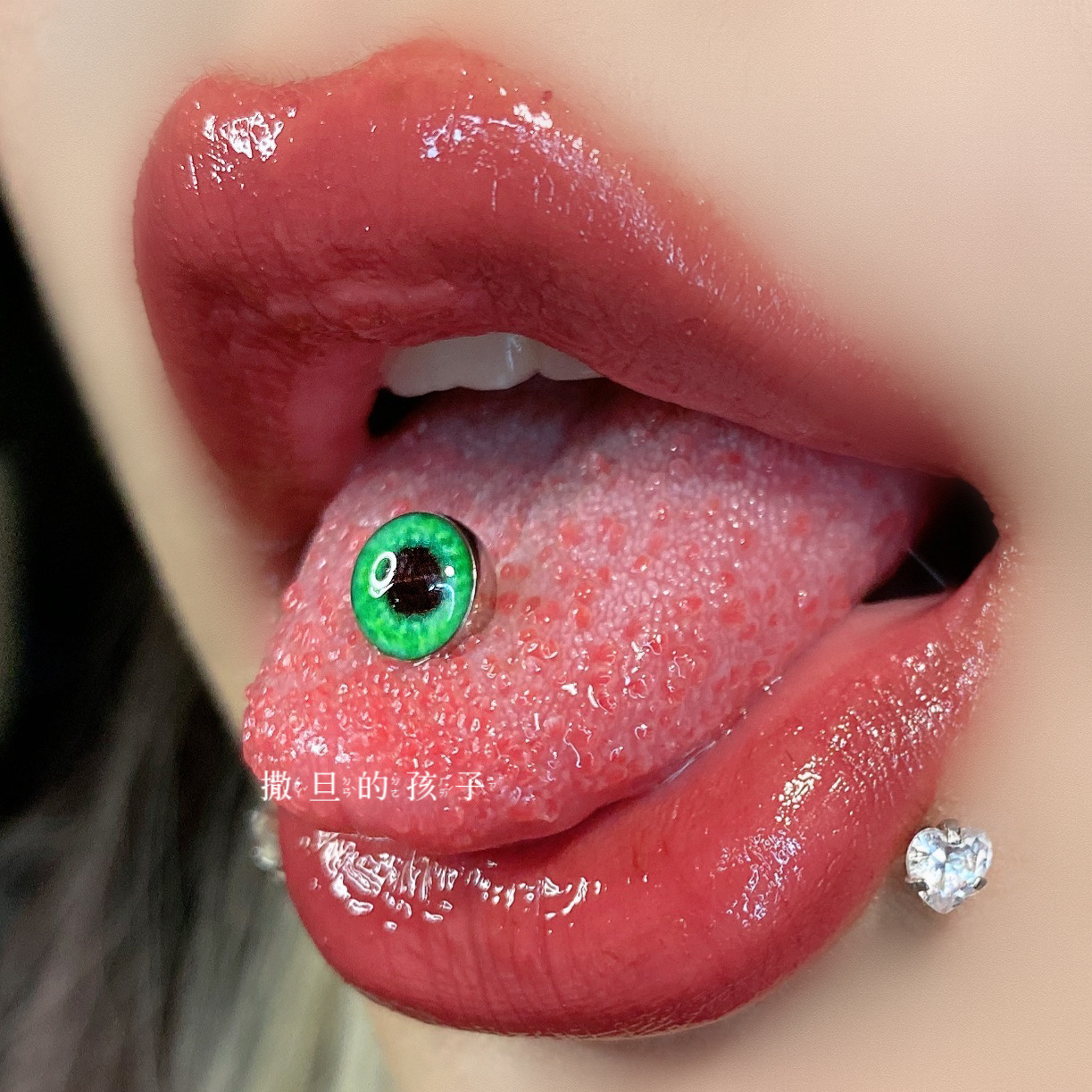 Hot Girl Eyes Tongue Ring Stainless Steel Barbell Tongue Piercing Jewelry 12mm Bar 1.6mm Thick - Image 2