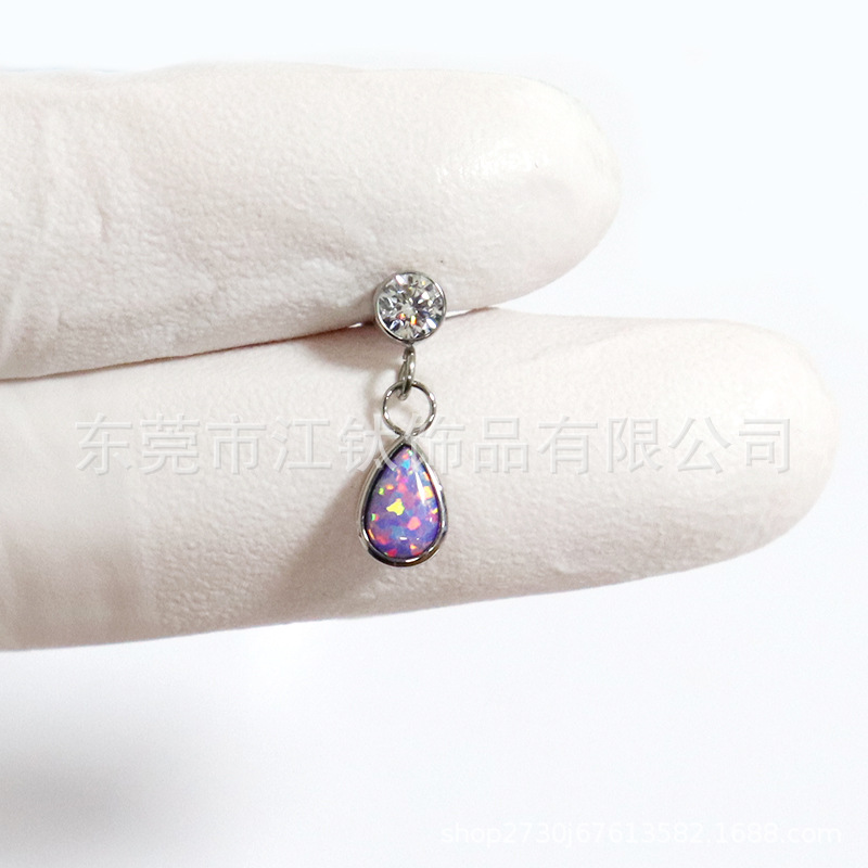 Opal Pear G23 Titanium Water Drop Stud Earrings Set - Cartilage Ear Bone Stud Body Piercing Jewelry - Image 4