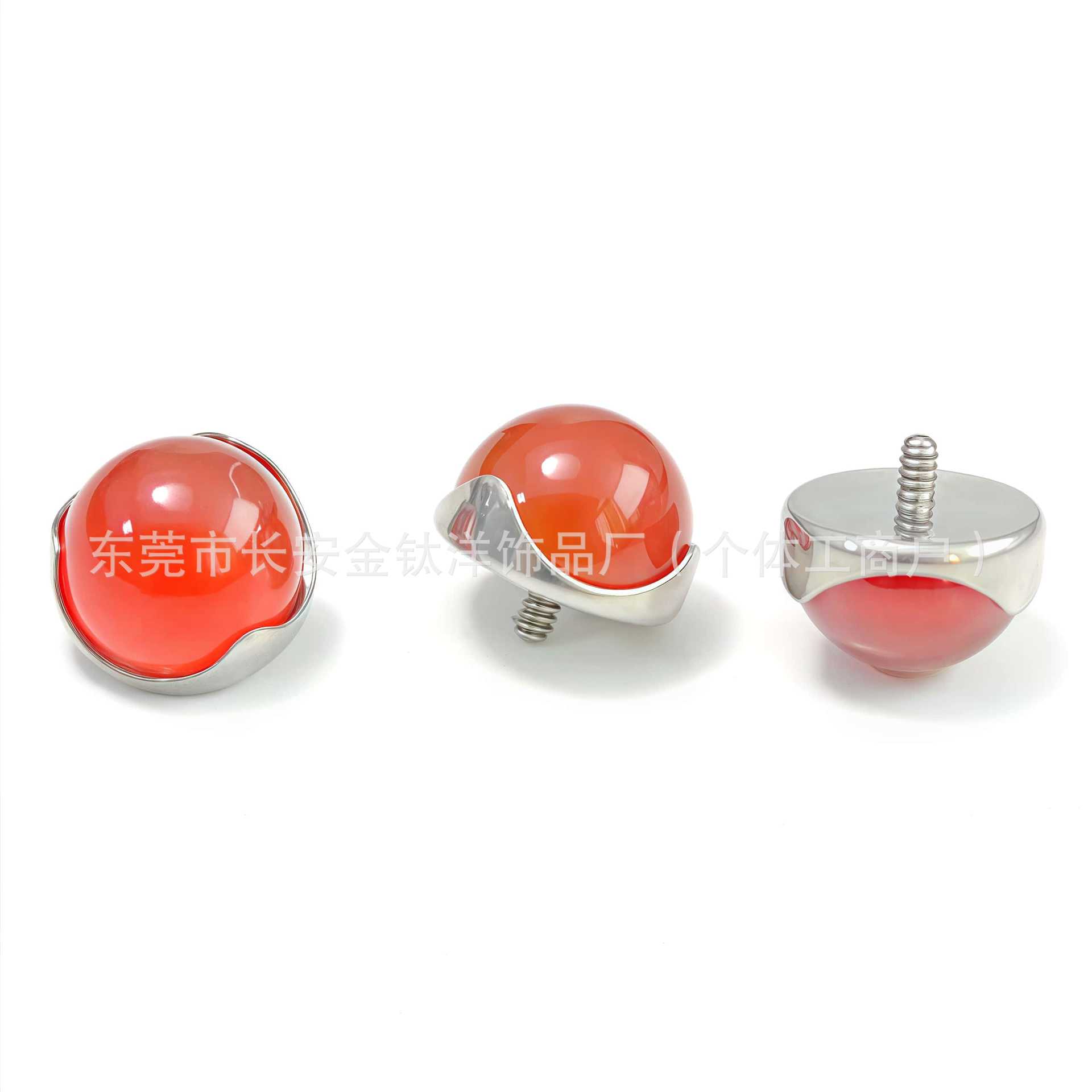 F136 Titanium Wave Inlaid Natural Red Agate Tongue Nail Lip Nail Ear Piercing Jewelry G23 Titanium Alloy - Image 2