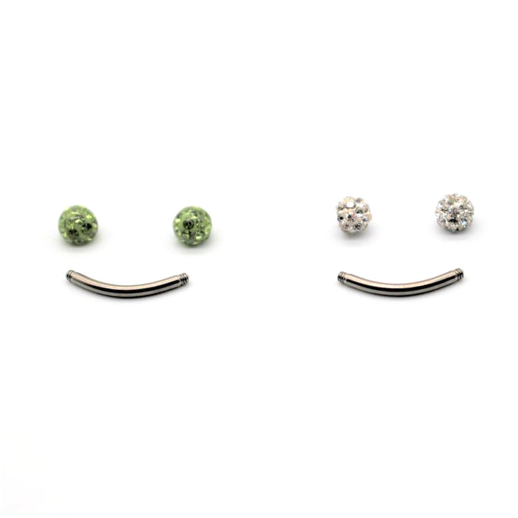 G23 Titanium Alloy Eyebrow Studs Double Head Soft Ceramic Mud Drill Rainbow Piercing Jewelry - Image 2