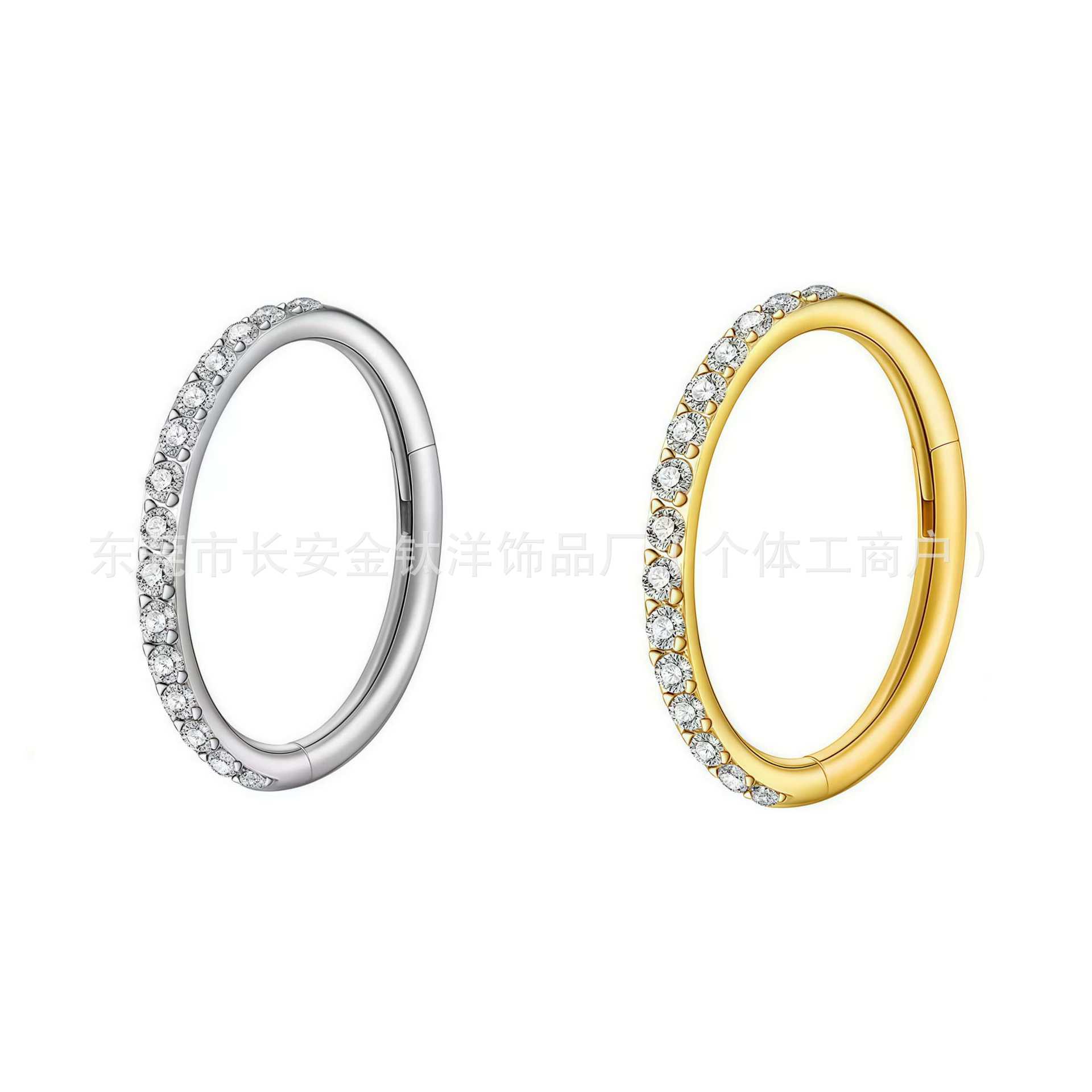 F136 Titanium Inlaid Zircon Closed Ring Earrings, Nose Rings, Lip Rings, Ear Studs, Cartilage Rings, G23 Titanium Body Piercing - Image 2