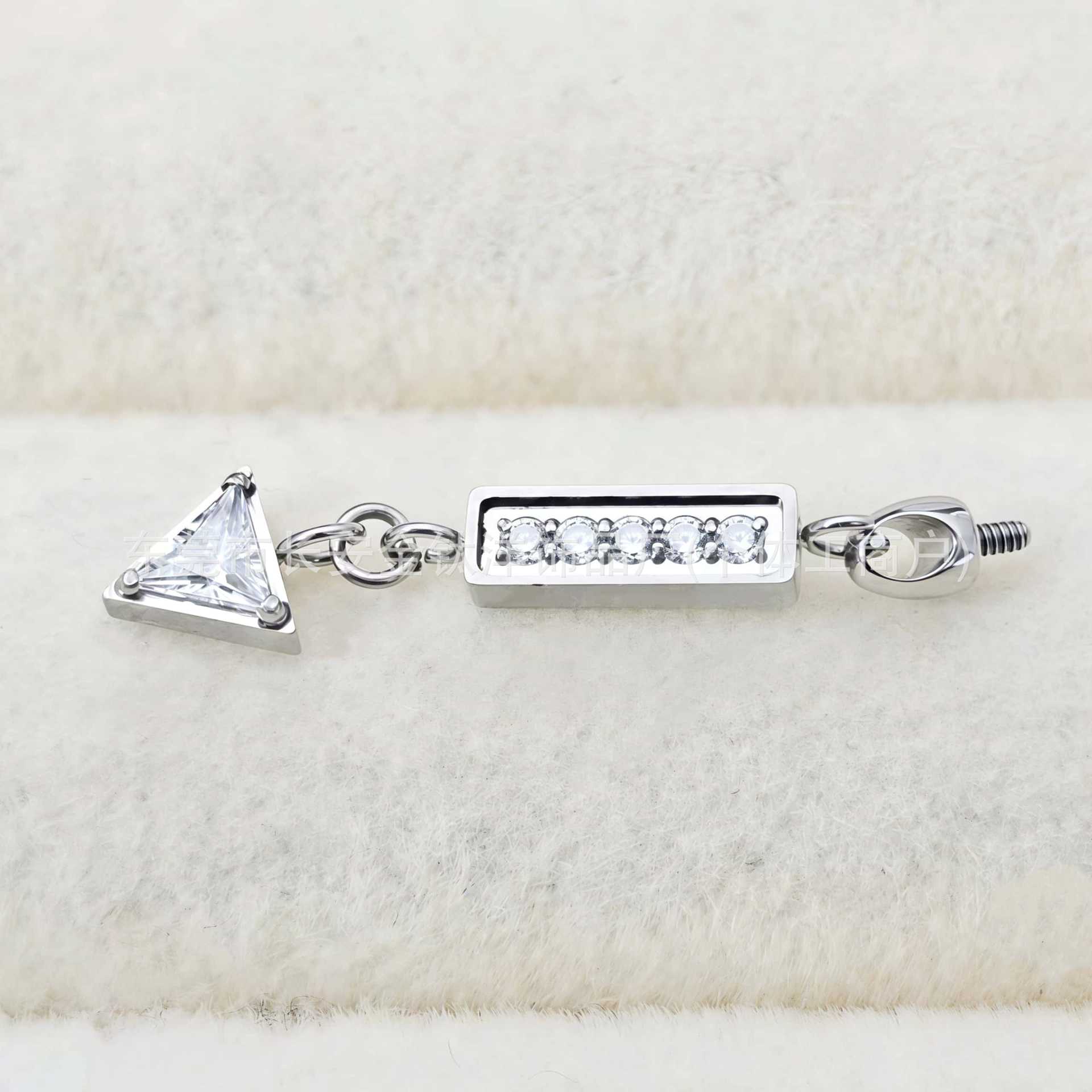 F136 Titanium Bullet-Shaped Triangular Zircon Lip Piercing Ear Bone Stud G23 Titanium Alloy Body Jewelry - Image 4