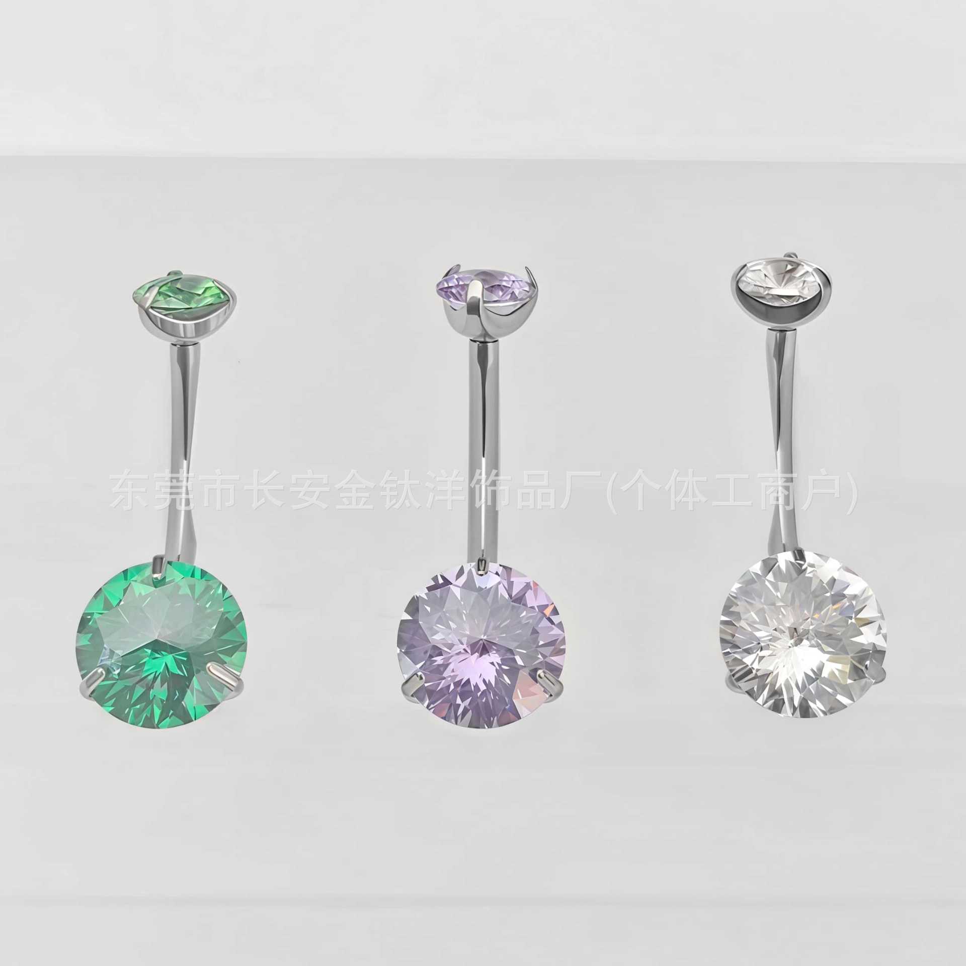 F136 Titanium Internally Threaded Zirconia Curved Barbell Belly Button Ring G23 Titanium Alloy Body Piercing Jewelry - Image 2