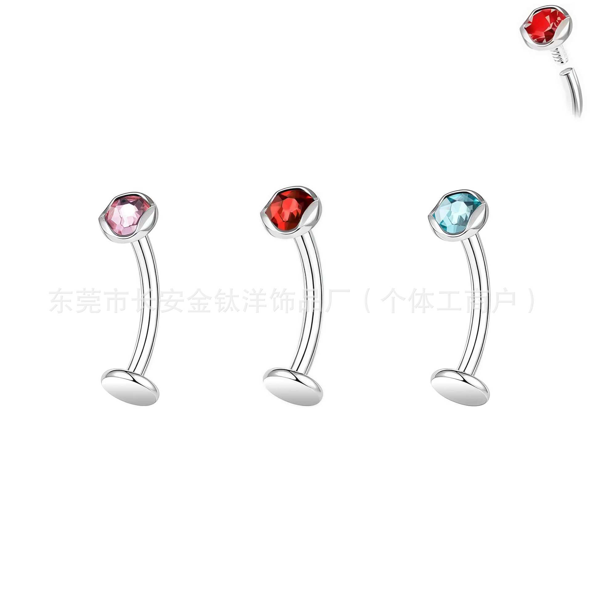 F136 Titanium Wave Bezel Czech Diamond Navel Ring - Dangle Belly Button Ring G23 Titanium Alloy Body Jewelry - Image 4