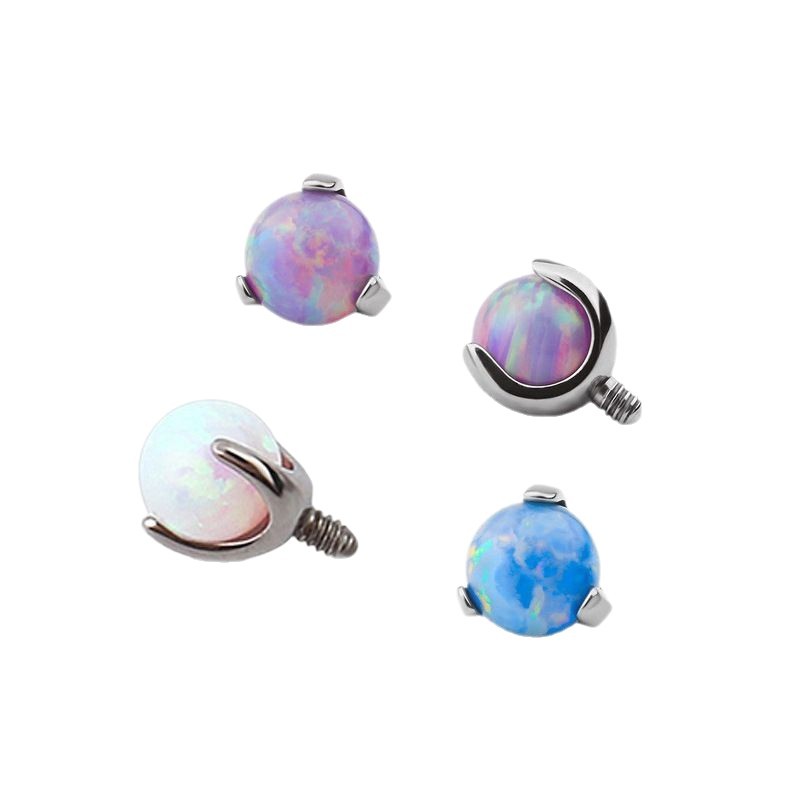Titanium Alloy F136 Aurora Ball Opal Lip Nail Tongue Nail Eyebrow Nail Earring Internal Thread - 16G 5mm - Image 5