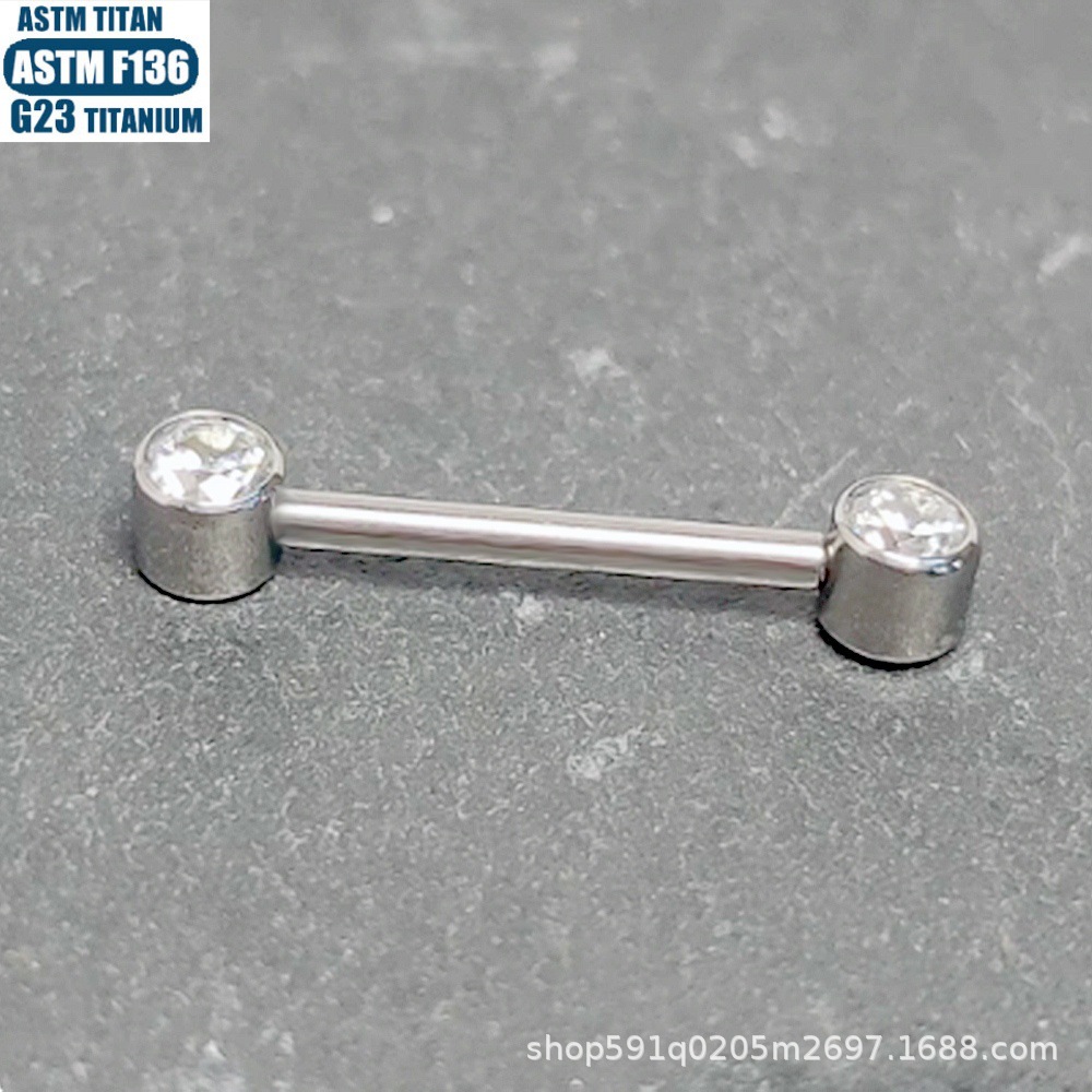 F136 Titanium Alloy Zircon Mammary Ring Internally Threaded Spiral Body Piercing Nipple Tragus Ear Bone Nail - Image 3