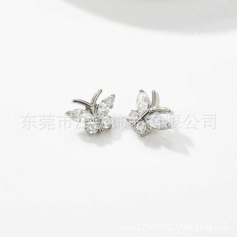 G23 Titanium Alloy Butterfly Ear Bone Nail - F136 Titanium Ear Nail with Zircon Butterfly Lip Nail - Image 2
