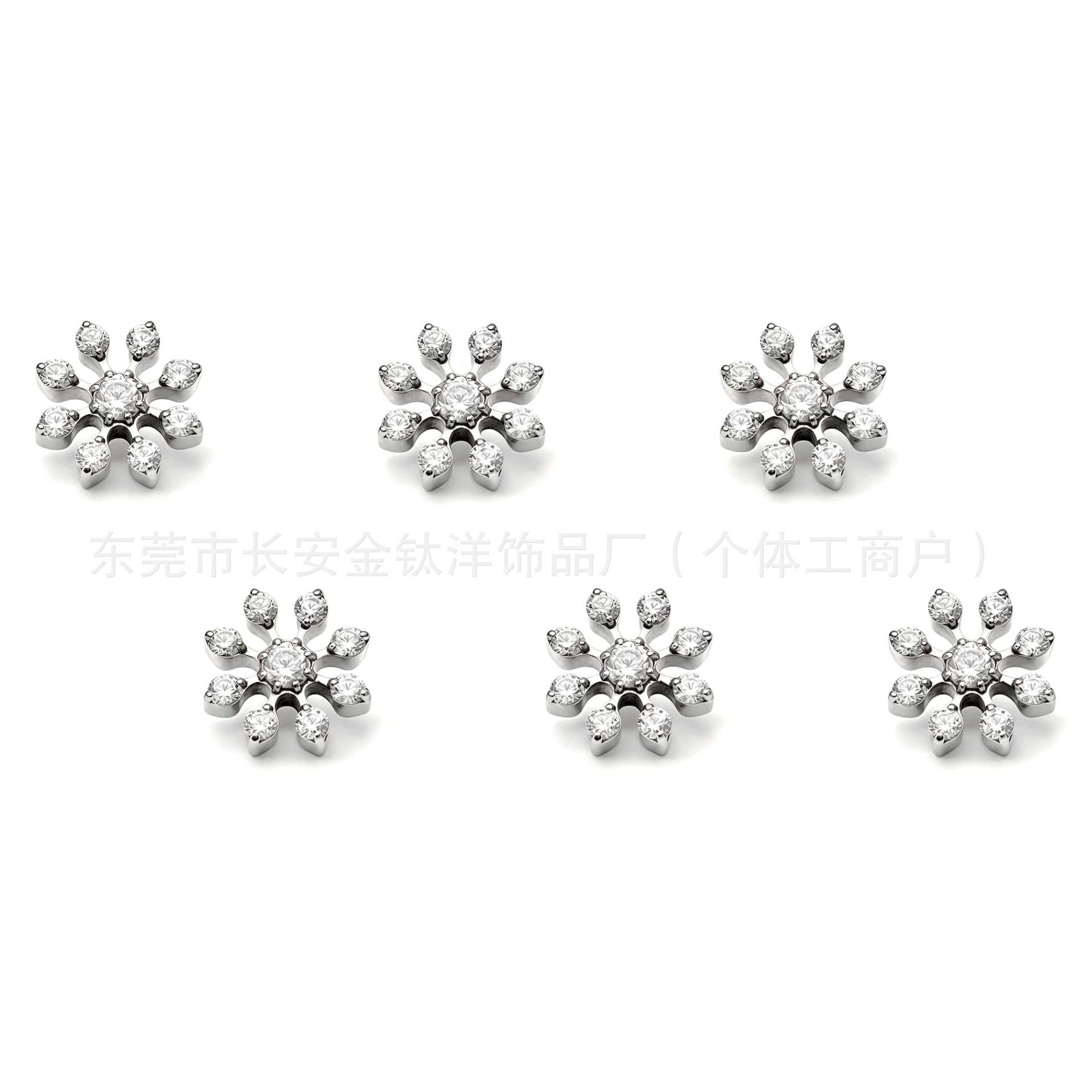 F136 Titanium Eight-Leaf Full Diamond Snowflake Zircon Labret Stud Ear Cartilage Piercing Jewelry Flat Back Earrings - Image 5