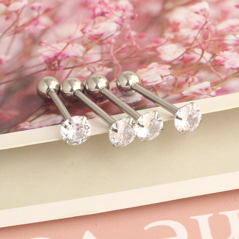 Stainless Steel Classic Zircon Tongue Barbell Star Shape 16G Tongue Ring Piercing Jewelry - Image 5
