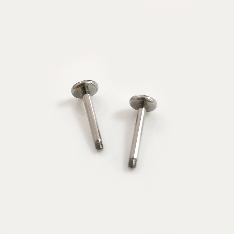 G23 Titanium Flat Bottom Labret Stud Ear Cartilage Piercing Jewelry 0.8x12mm External Thread - Image 3