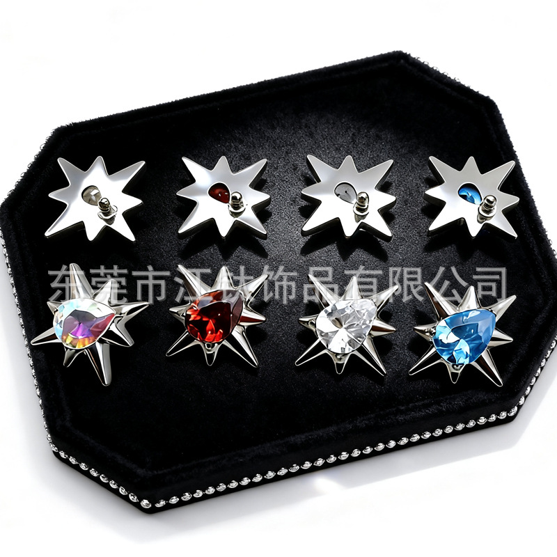 G23 Titanium Alloy Eight-Pointed Star Inlaid Zircon Body Piercing Earrings Cartilage Stud - Image 3