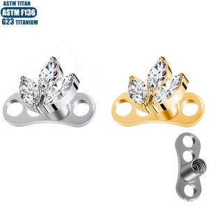 F136 Titanium Alloy Inlaid Diamond Stud Screw-on Dermal Anchor - Fashion Body Piercing Jewelry for Clavicle, Skin Grafting, Surface Piercing