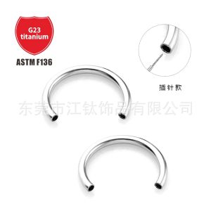 F136 Titanium Nose Ring C-Shaped Pin Horseshoe Ring Body Piercing Jewelry Earring Stud