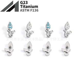 F136 Titanium Flower Earrings with 5A Zirconia - Lip, Nose, Ear Bone Studs - G23 Alloy Body Piercing