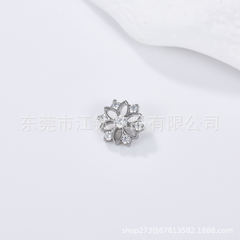 Titanium Flower Zircon Ear Bone Nail Labret Stud - ASTM F136 (G23) Ear Piercing Jewelry - Image 2