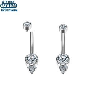 G23 Titanium Navel Ring with CZ Diamond Inner Spiral Belly Button Piercing Jewelry