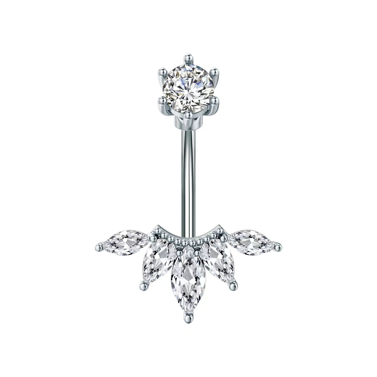 Fashion High Sense Zircon Belly Button Ring Copper Gold Plated Flower Navel Piercing Jewelry Wholesale - Image 4