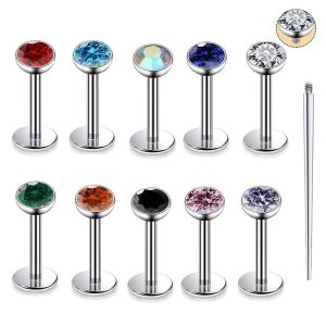 European American Fashion Personalized Internal Thread Diamond Stainless Steel Lip Nail Niche Earrings Wholesale Cross-Border Punk Piercing Jewelry