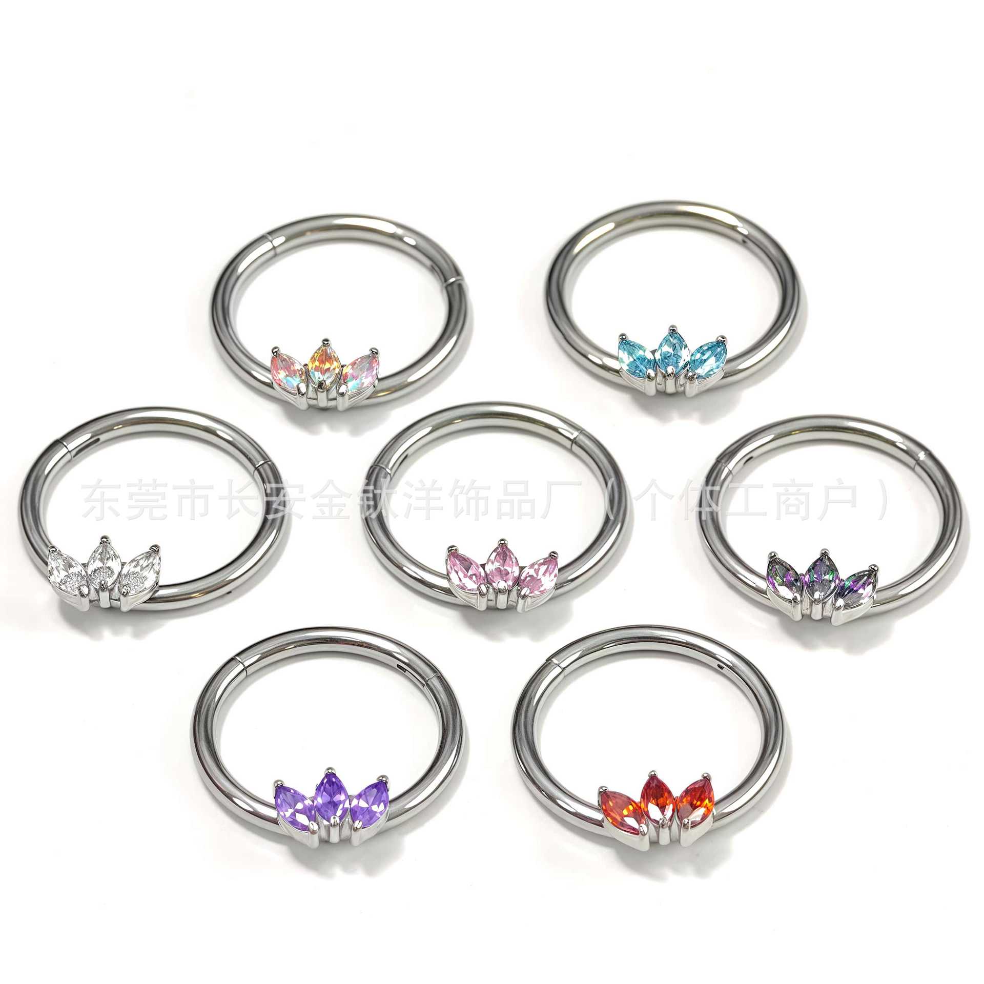 F136 Titanium Three-Leaf Horse Eye Seamless Open Ring Nose Septum Ring Earrings - G23 Titanium Alloy Piercing Jewelry - Image 5